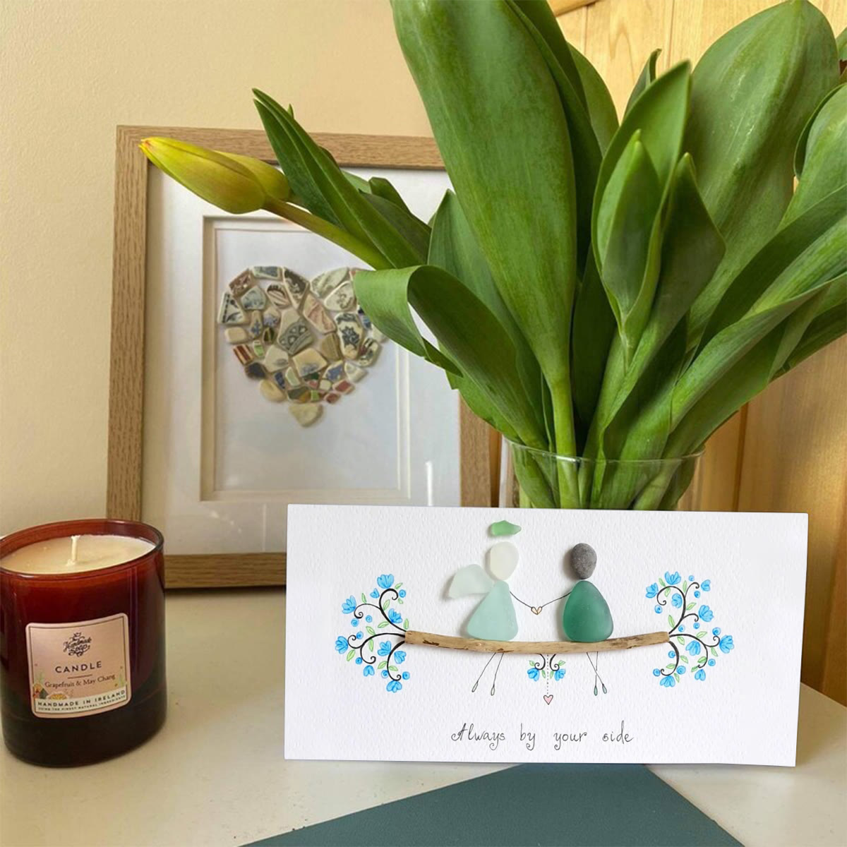 Always By Your Side Sea Glass Framed Art - Seaglass Card - 6" X 8" - image 1