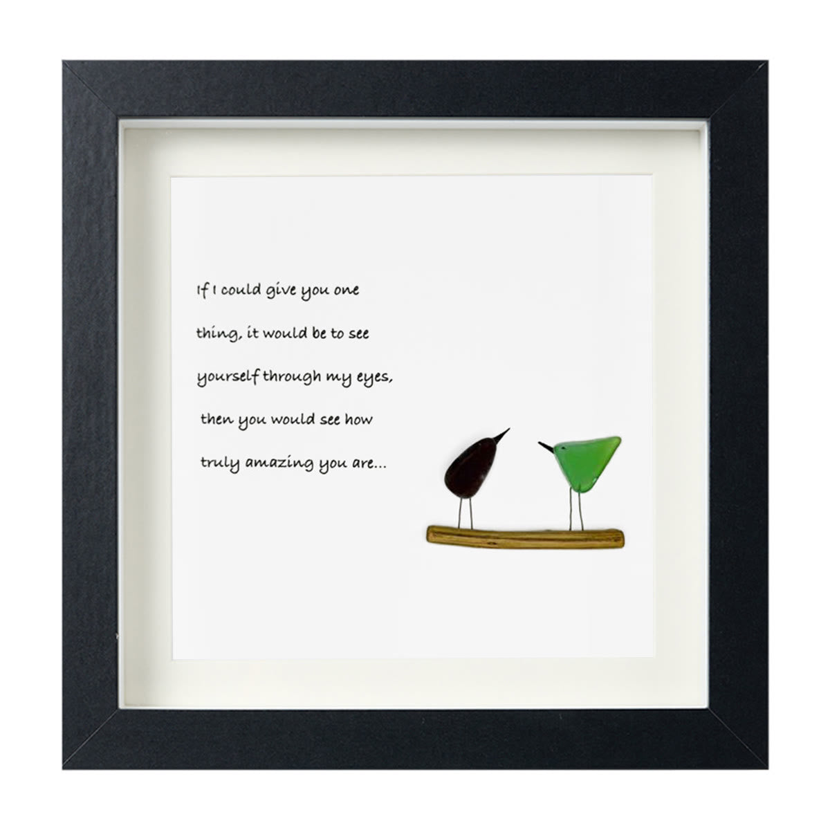 Inspirational Quote Sea Glass Framed Art - Black - 8" X 8" - image 10