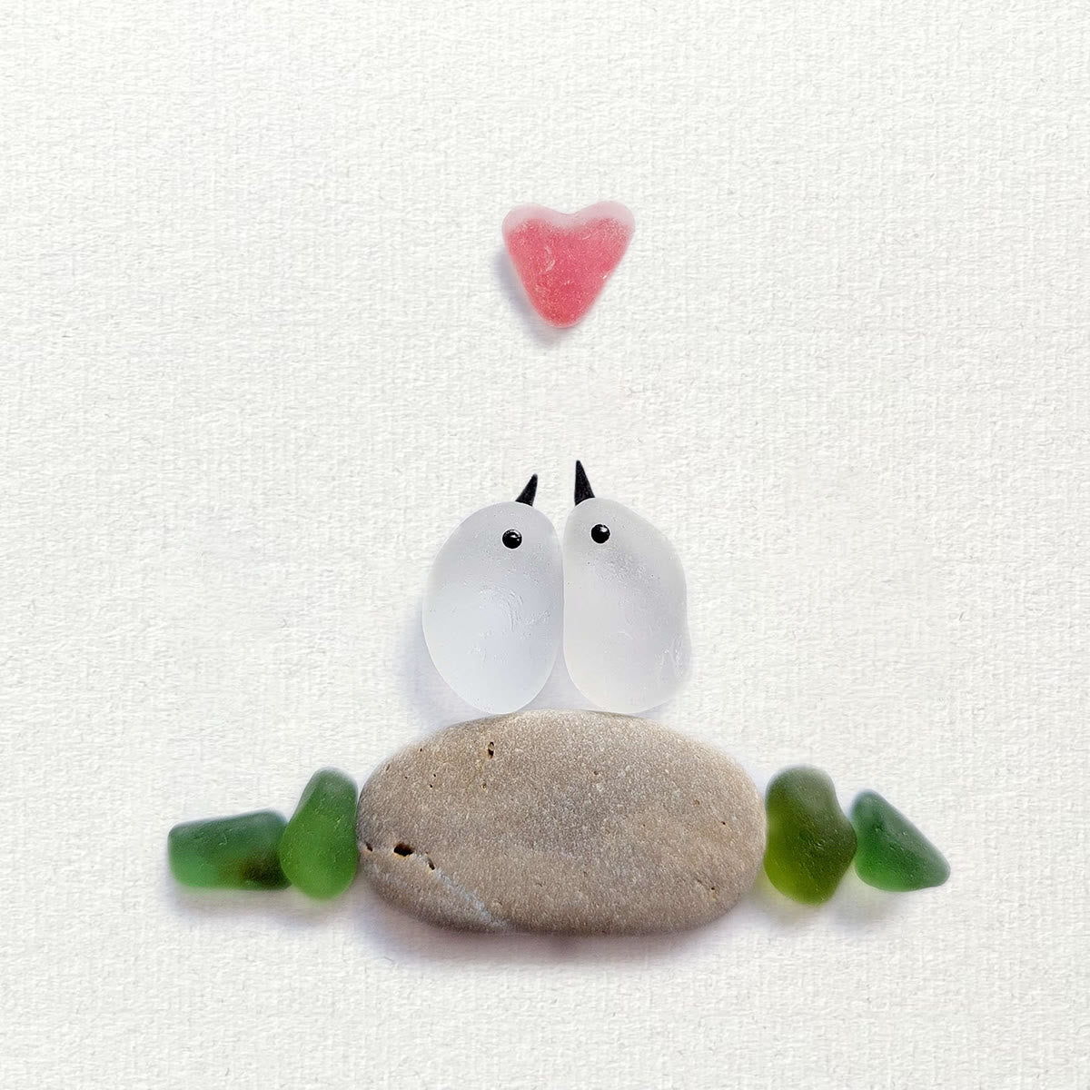 Sweetheart Birds Romantic Couple Sea Glass Framed Art - image 2