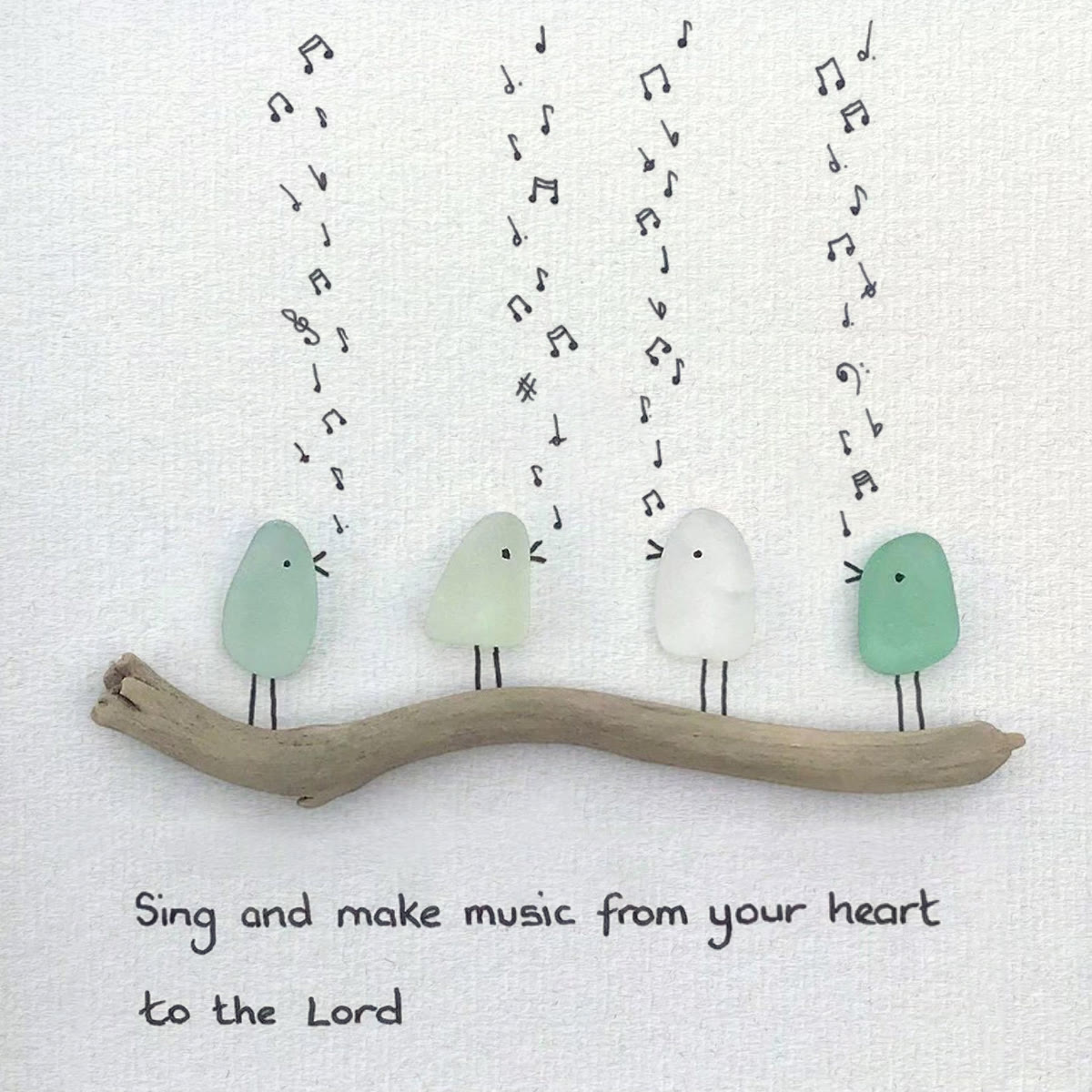 Heartful Melody Music Faith Bird Sea Glass Framed Art - image 2
