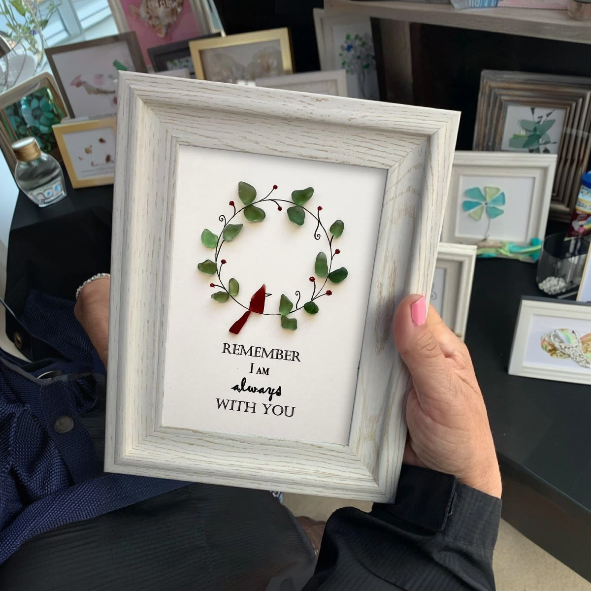 Remember I Am Always With You Bird Sea Glass Framed Art - image 0