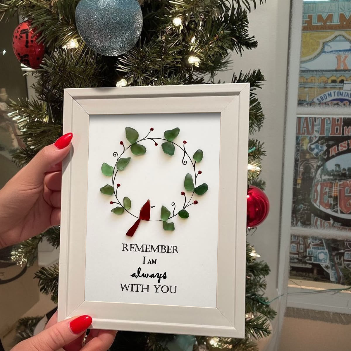 Remember I Am Always With You Bird Sea Glass Framed Art - image 6