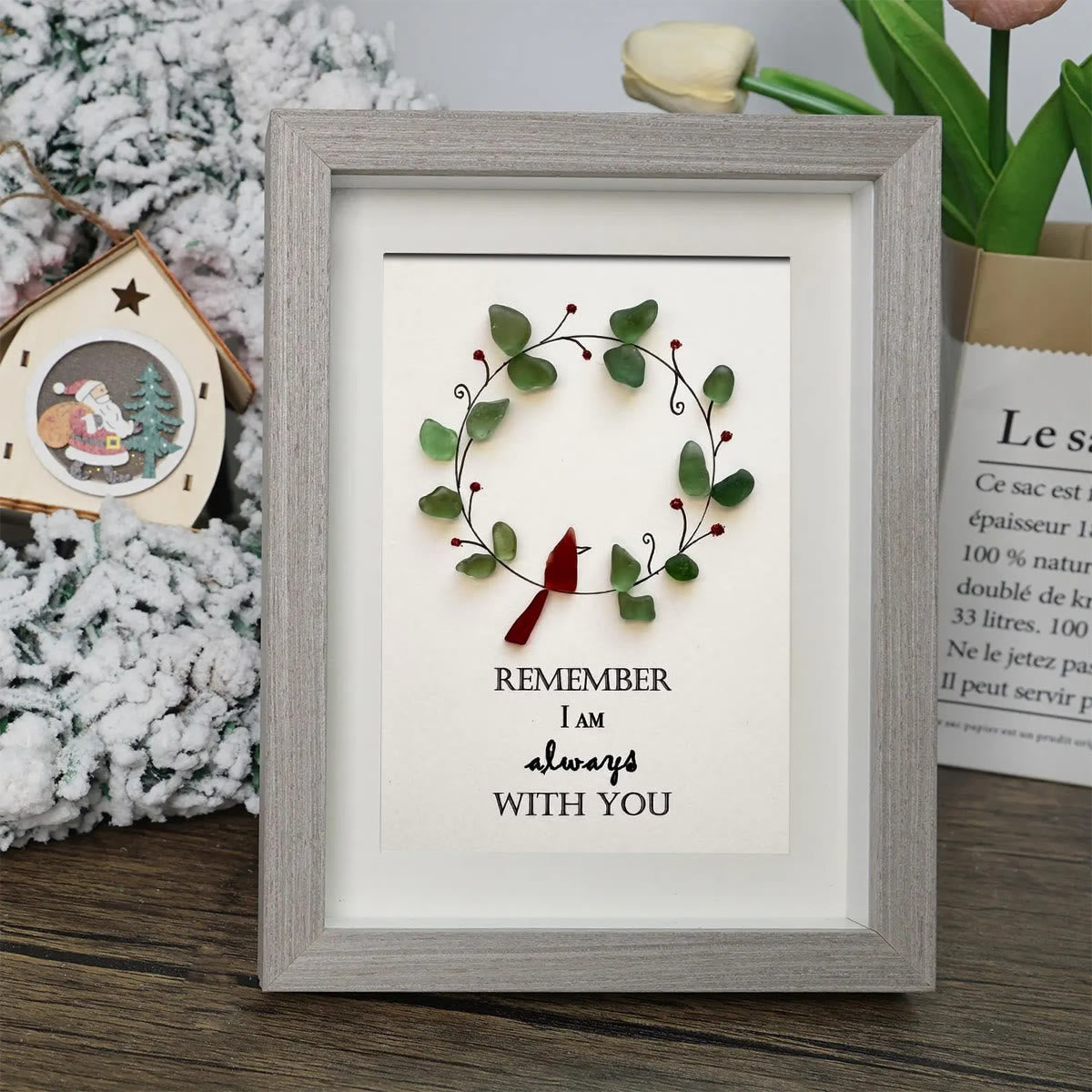 Remember I Am Always With You Bird Sea Glass Framed Art - image 4