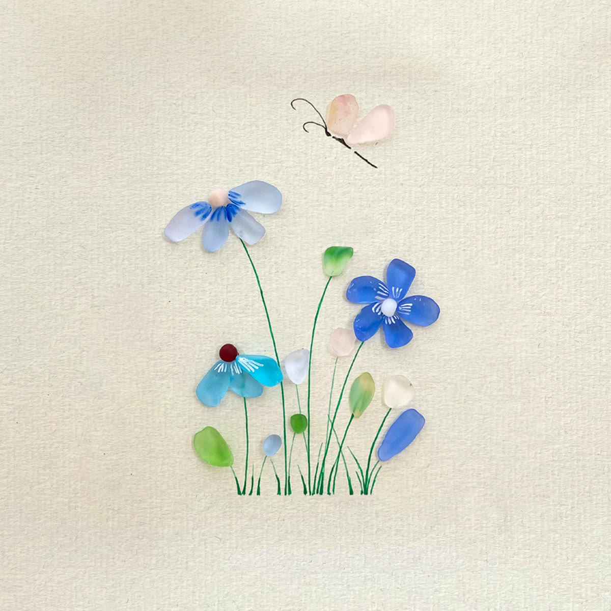 Coastal Wildflower Meadow Sea Glass Framed Art - image 2