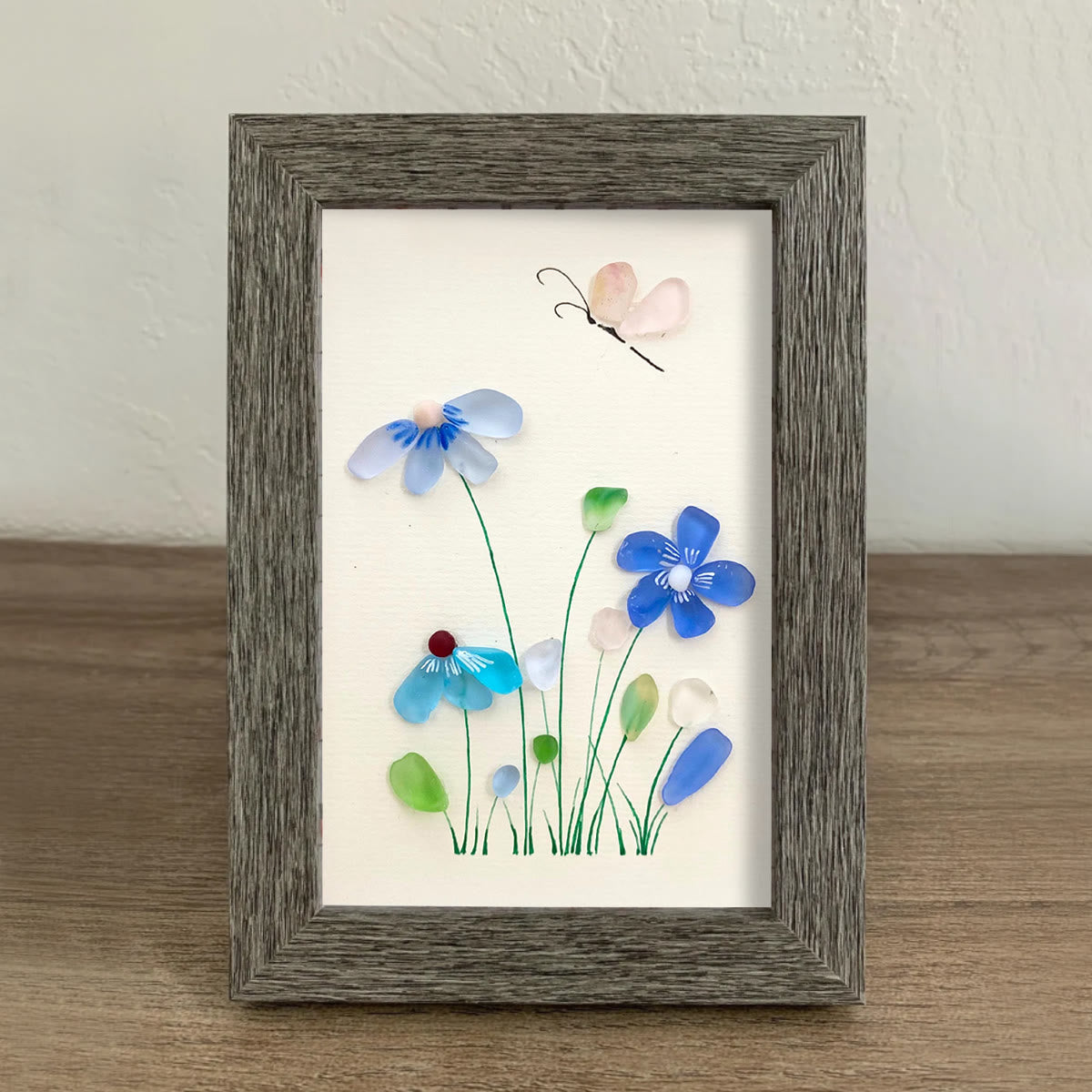 Coastal Wildflower Meadow Sea Glass Framed Art - image 0