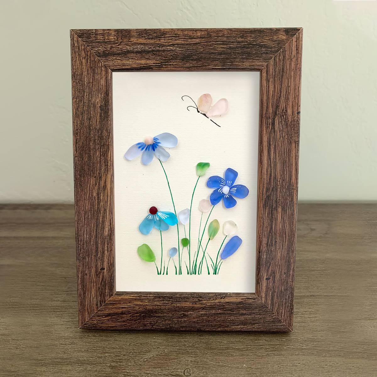 Coastal Wildflower Meadow Sea Glass Framed Art - image 4
