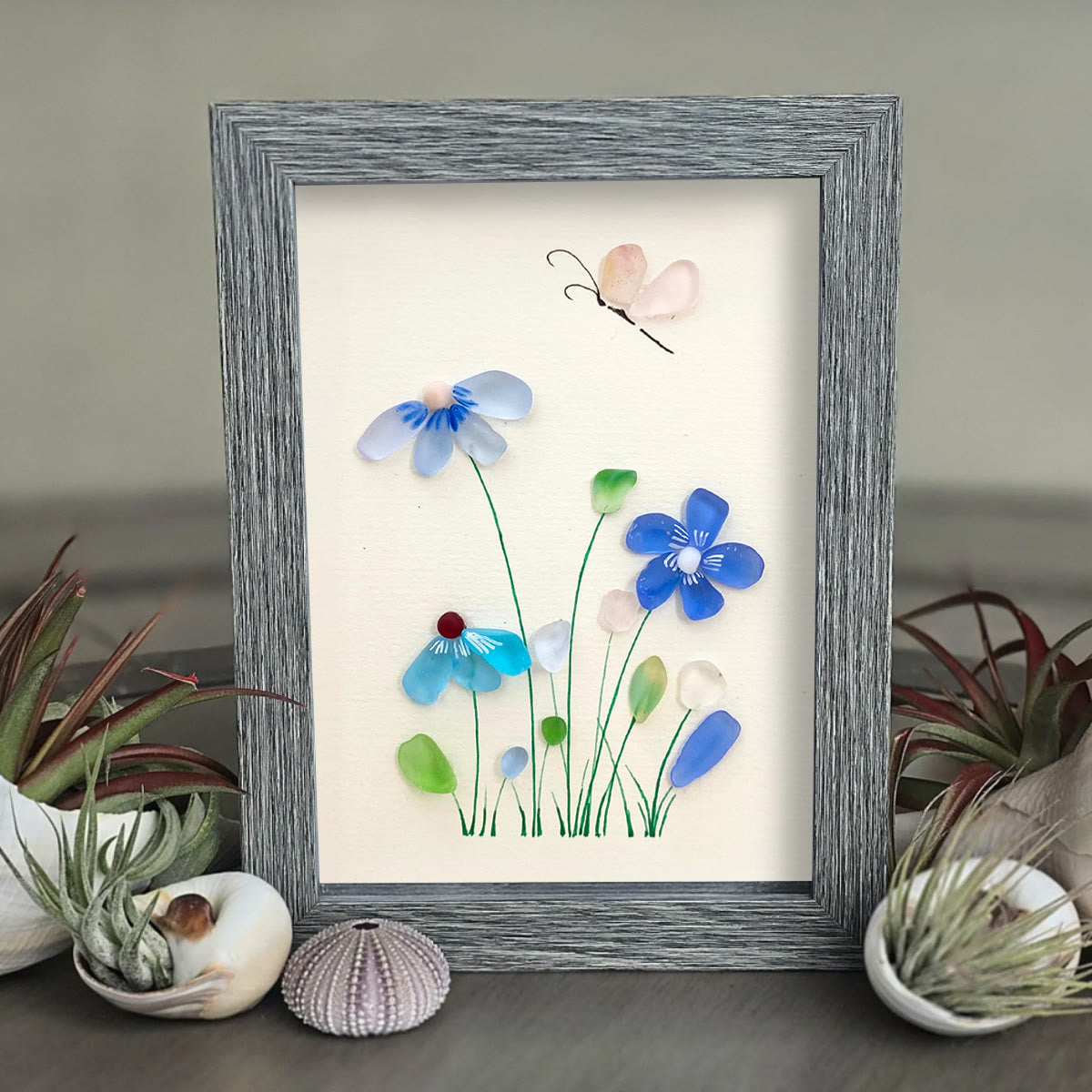 Coastal Wildflower Meadow Sea Glass Framed Art - image 3