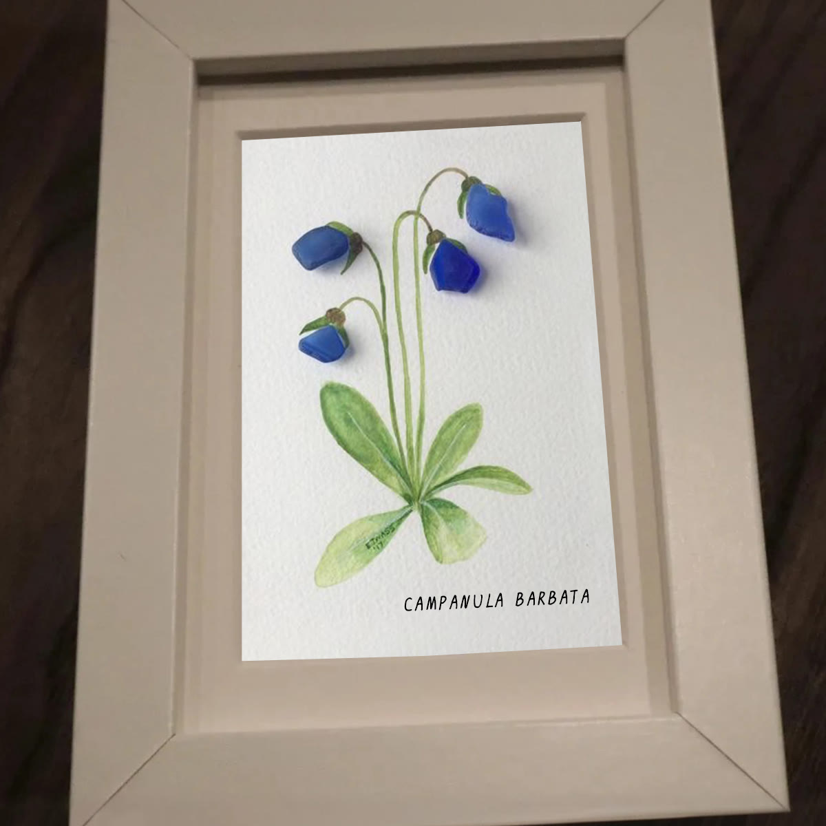 Elegant Blue Campanula Barbata Sea Glass Framed Art - image 8