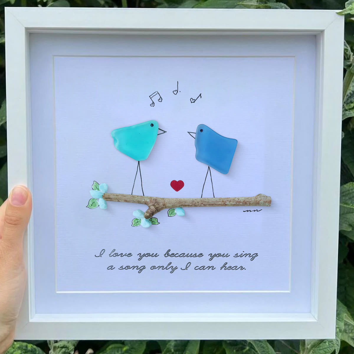 Unique Melody Couple Valentine's Day Sea Glass Framed Art - image 4