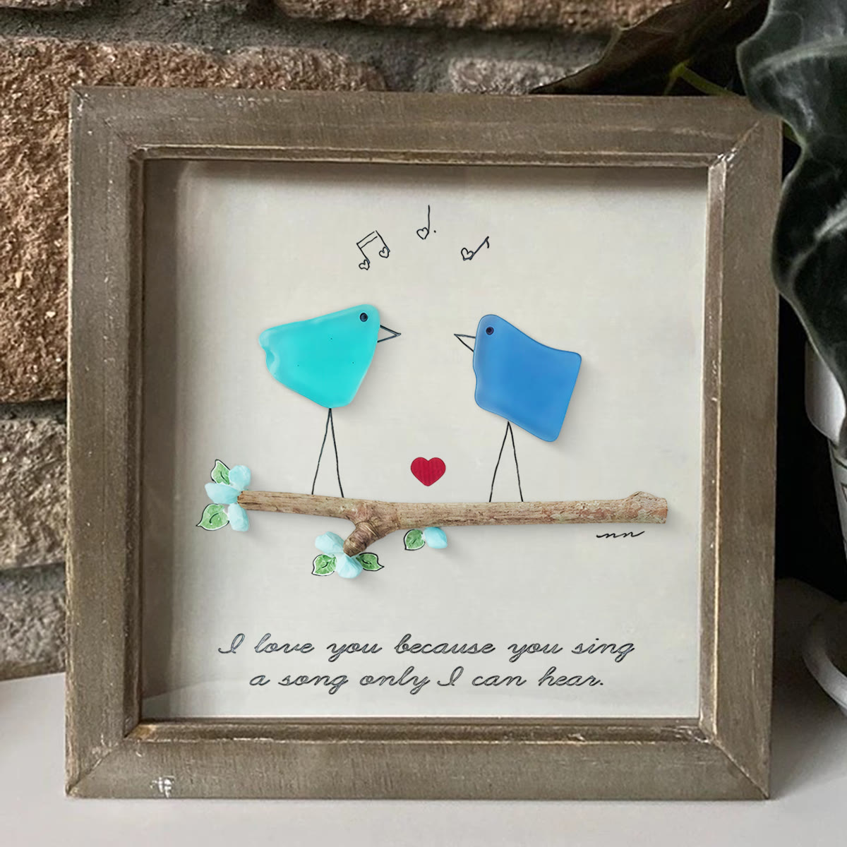 Unique Melody Couple Valentine's Day Sea Glass Framed Art - image 7