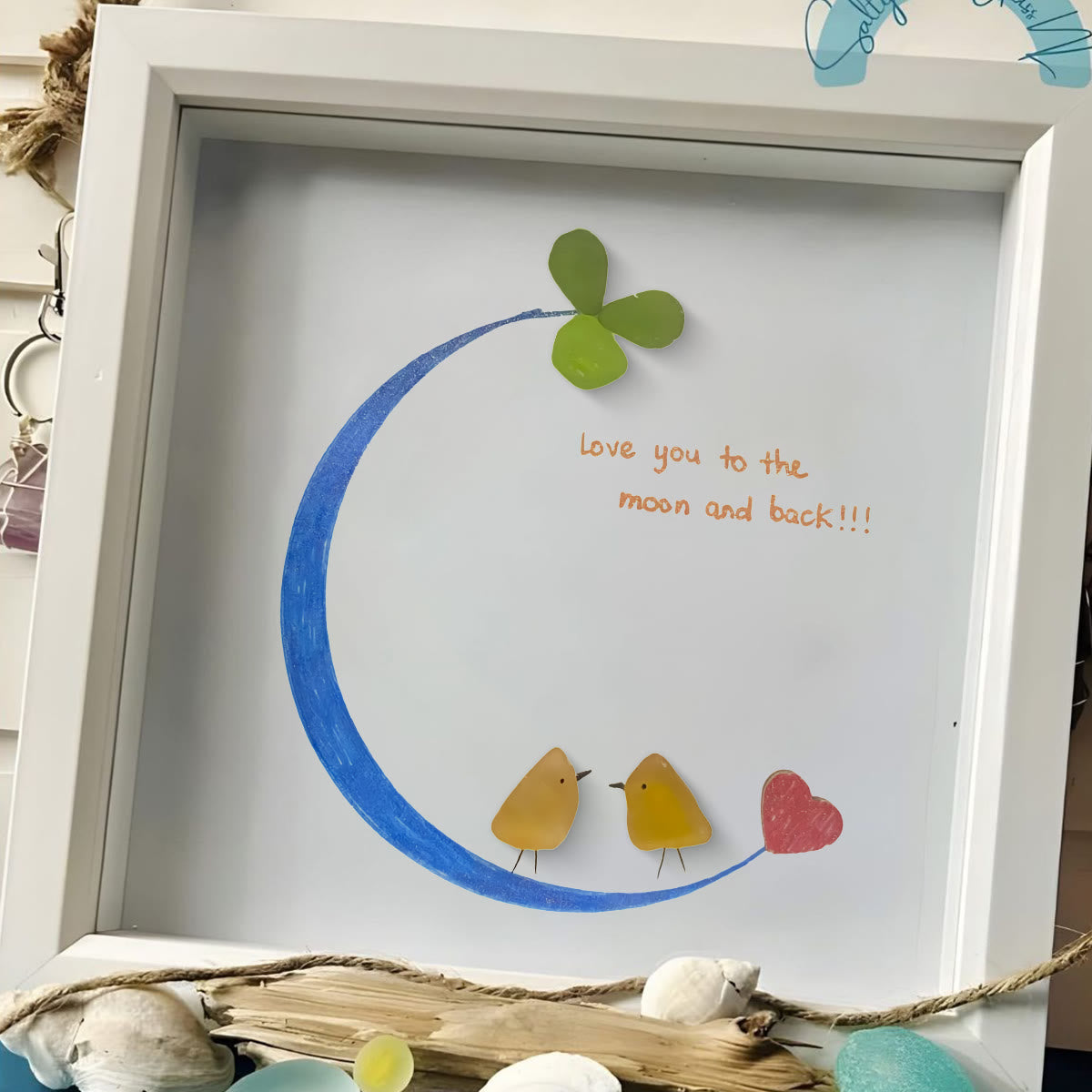 Love You to the Moon and Back Sea Glass Framed Art - image 4