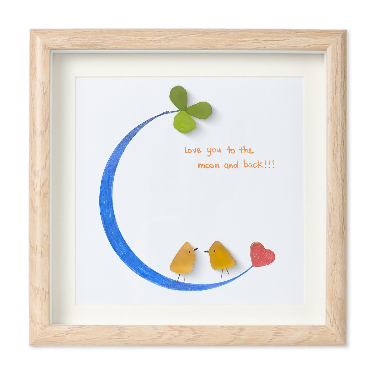 Love You to the Moon and Back Sea Glass Framed Art - Oak - 8" X 8" - image 10