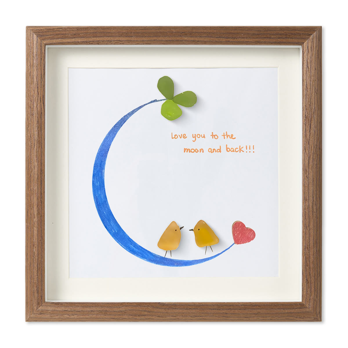 Love You to the Moon and Back Sea Glass Framed Art - Walnut Brown - 8" X 8" - image 11