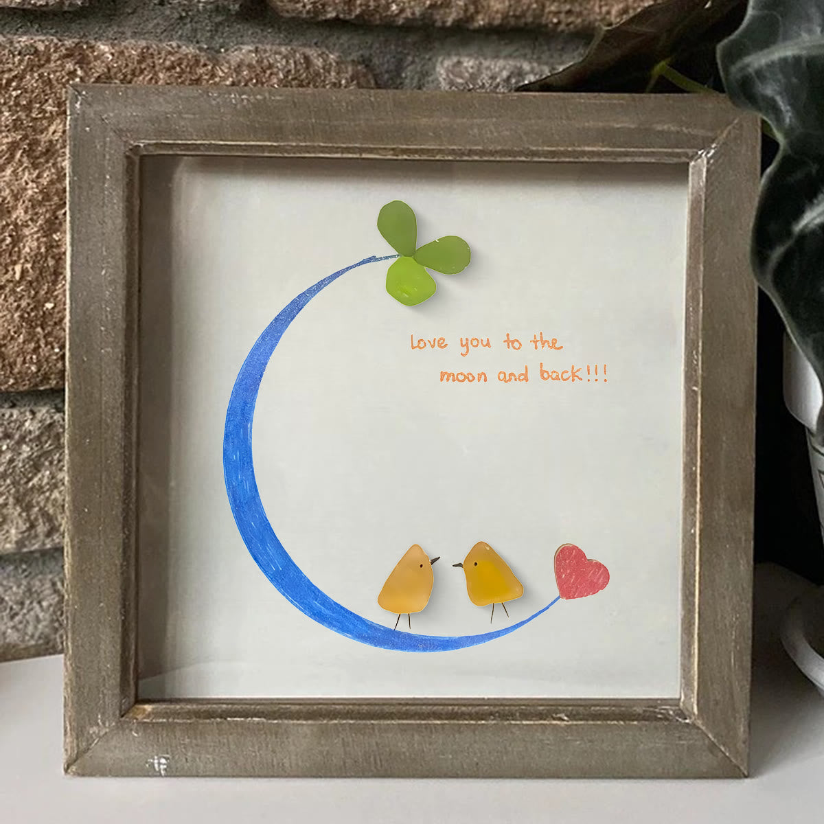 Love You to the Moon and Back Sea Glass Framed Art - image 8