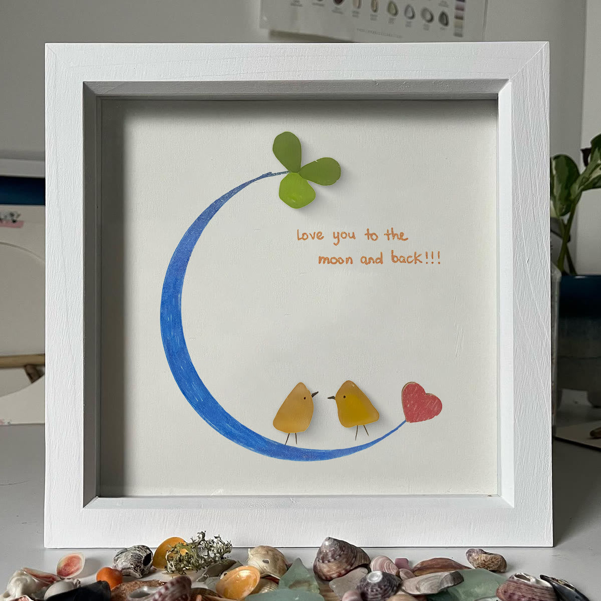 Love You to the Moon and Back Sea Glass Framed Art - image 5