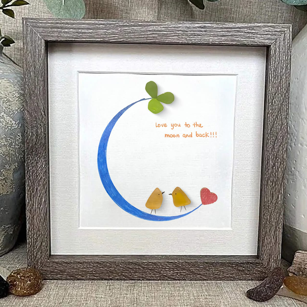 Love You to the Moon and Back Sea Glass Framed Art - image 3