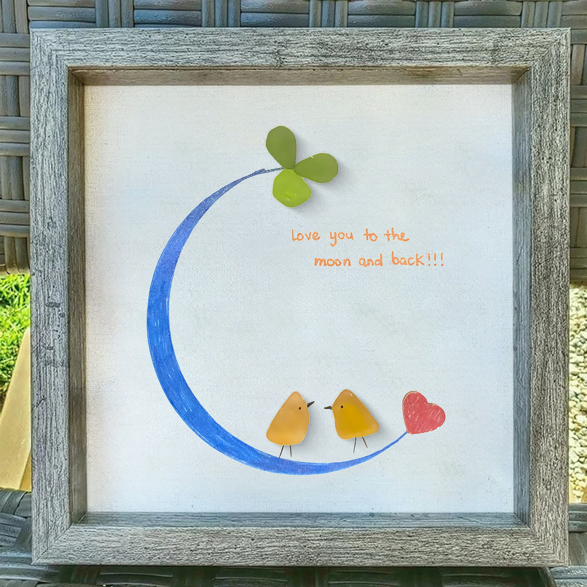 Love You to the Moon and Back Sea Glass Framed Art - image 0
