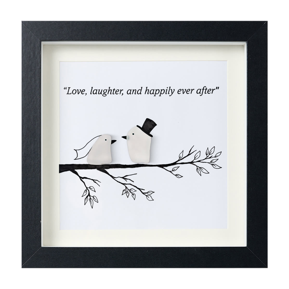 Love, Laughter & Happily Ever After Sea Glass Framed Art - Black - 8" X 8" - image 12