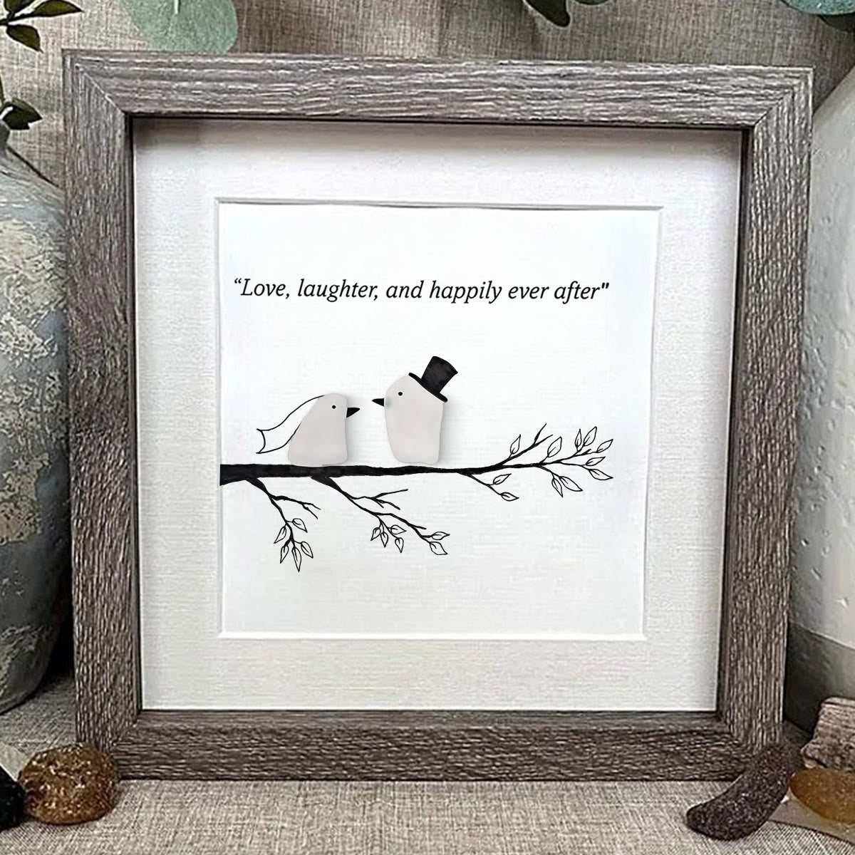 Love, Laughter & Happily Ever After Sea Glass Framed Art - image 0