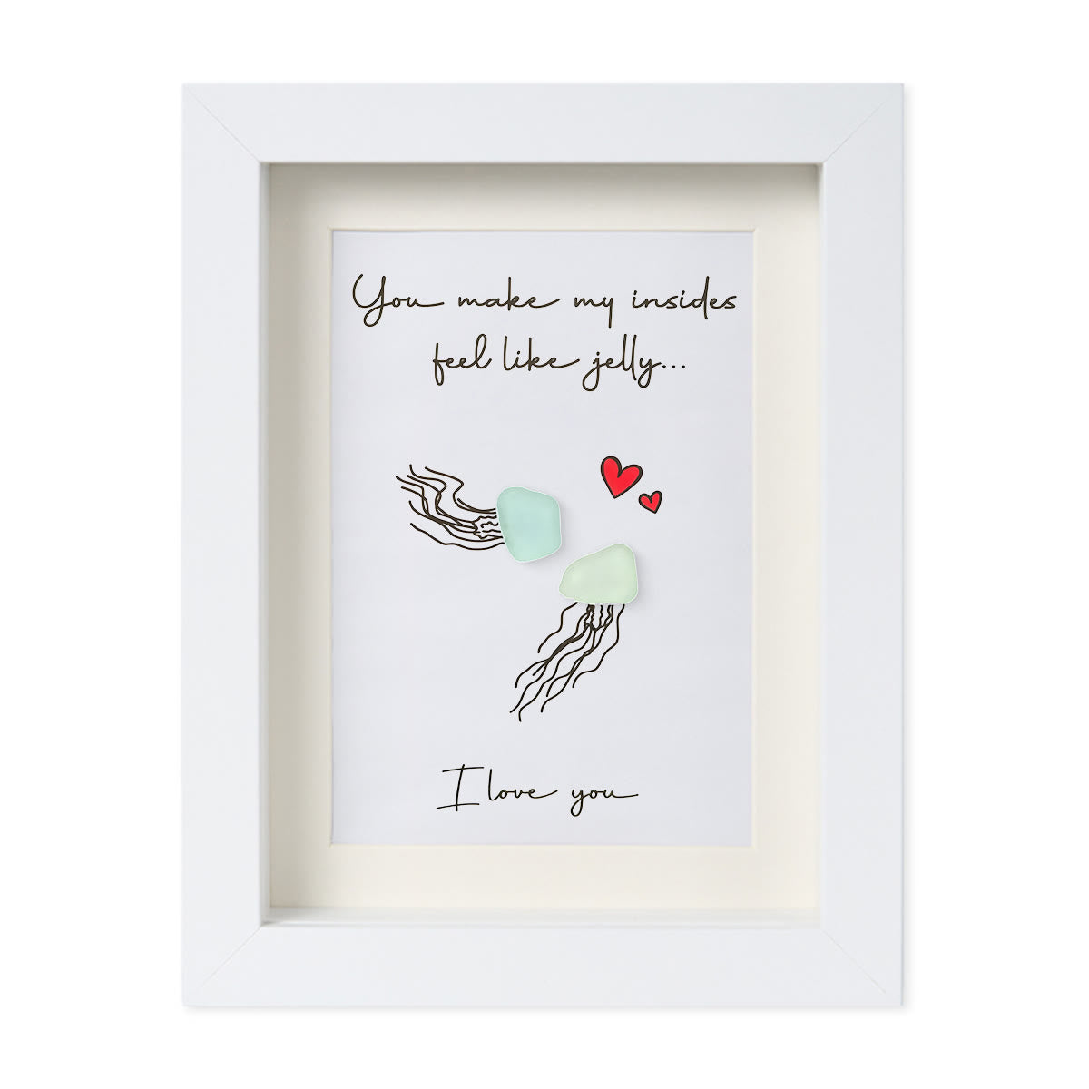 Jellyfish Couple Love Sea Glass Framed Art - White - 6" X 8" - image 12