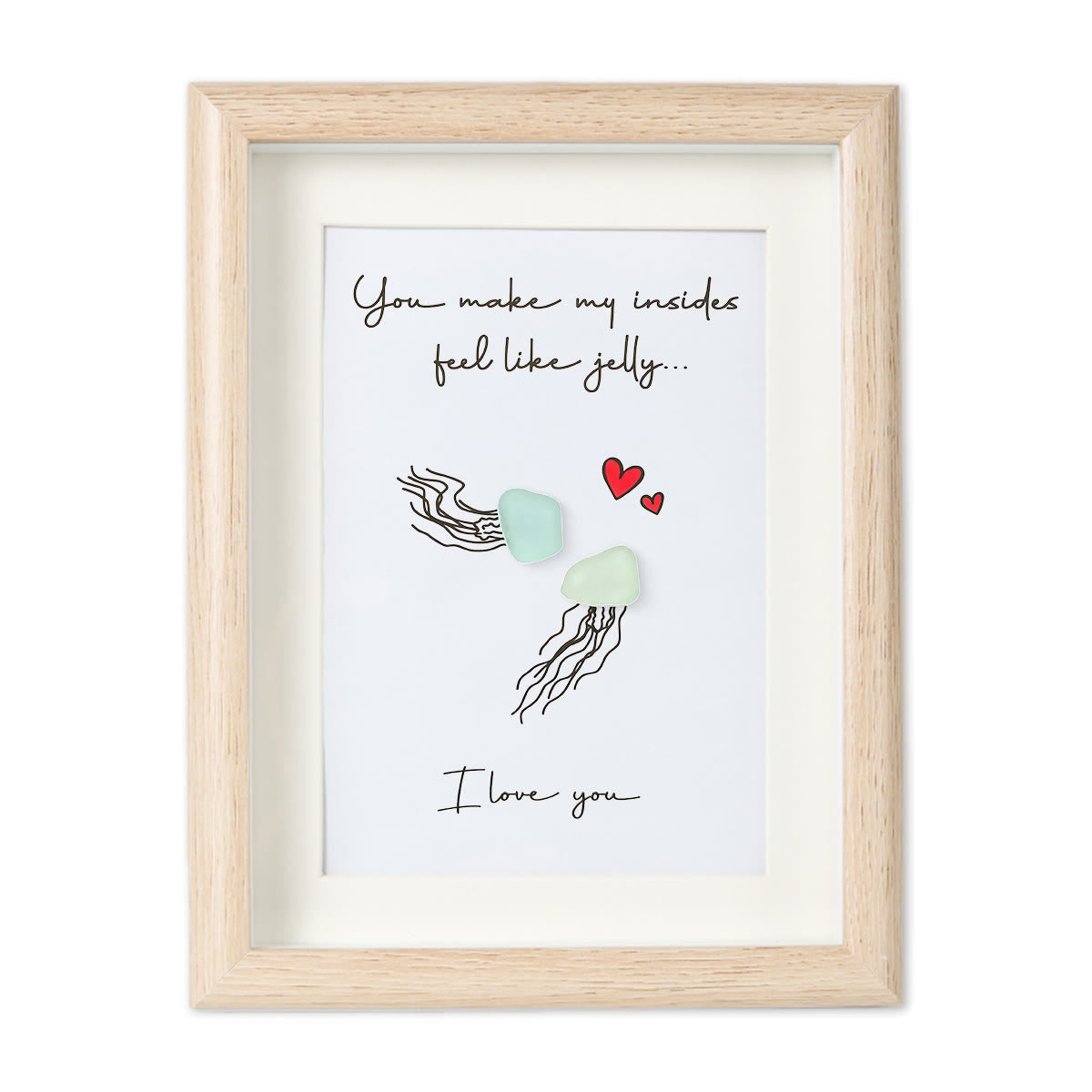 Jellyfish Couple Love Sea Glass Framed Art - Oak - 6" X 8" - image 9