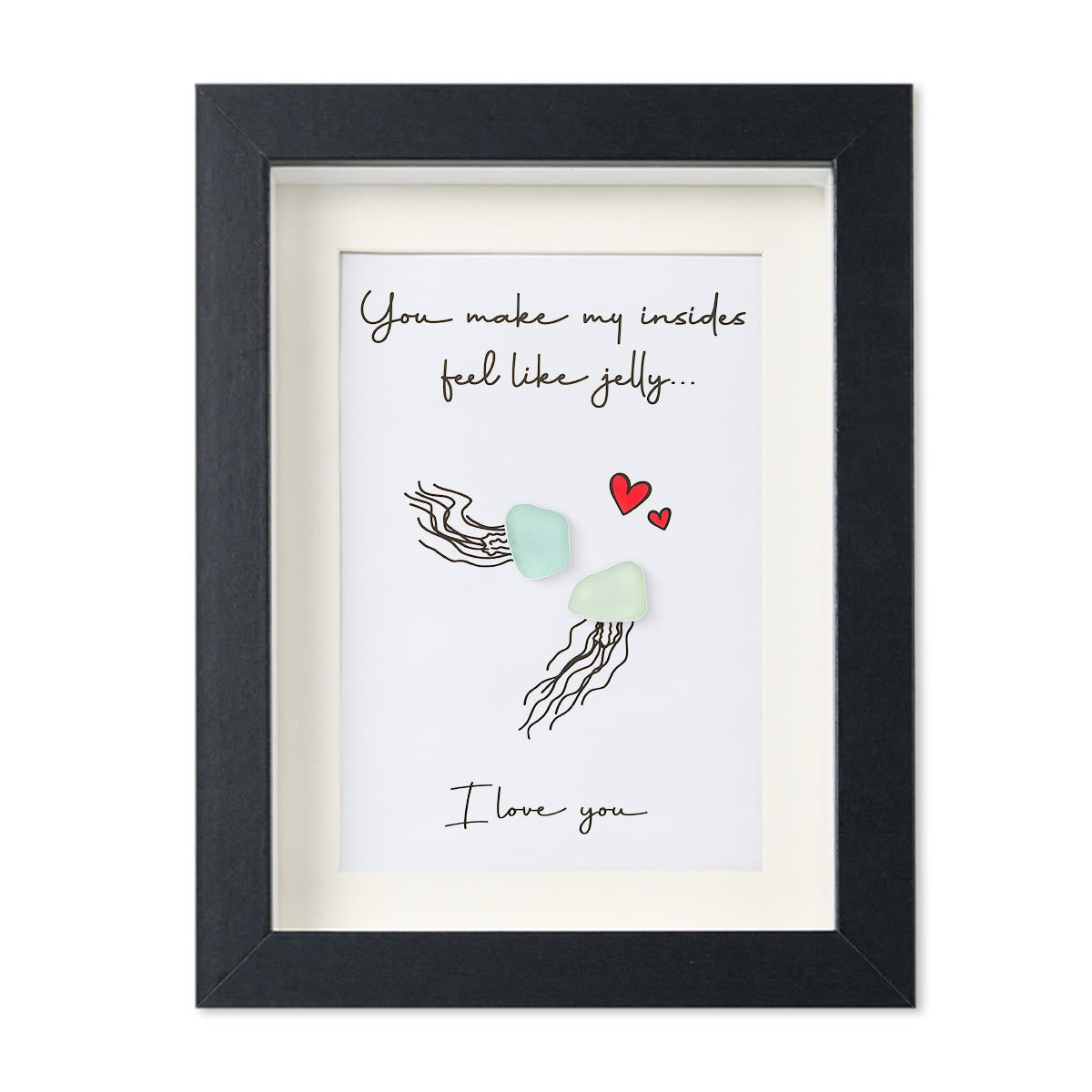Jellyfish Couple Love Sea Glass Framed Art - Black - 6" X 8" - image 11