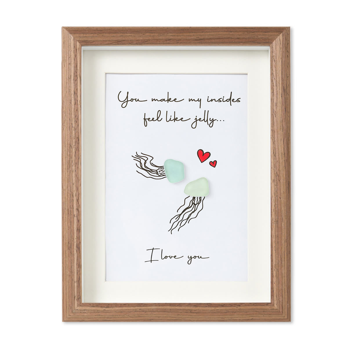 Jellyfish Couple Love Sea Glass Framed Art - Walnut Brown - 6" X 8" - image 10