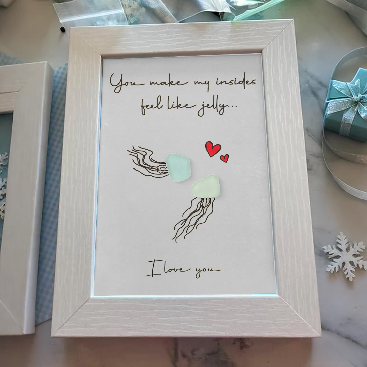 Jellyfish Couple Love Sea Glass Framed Art - image 2