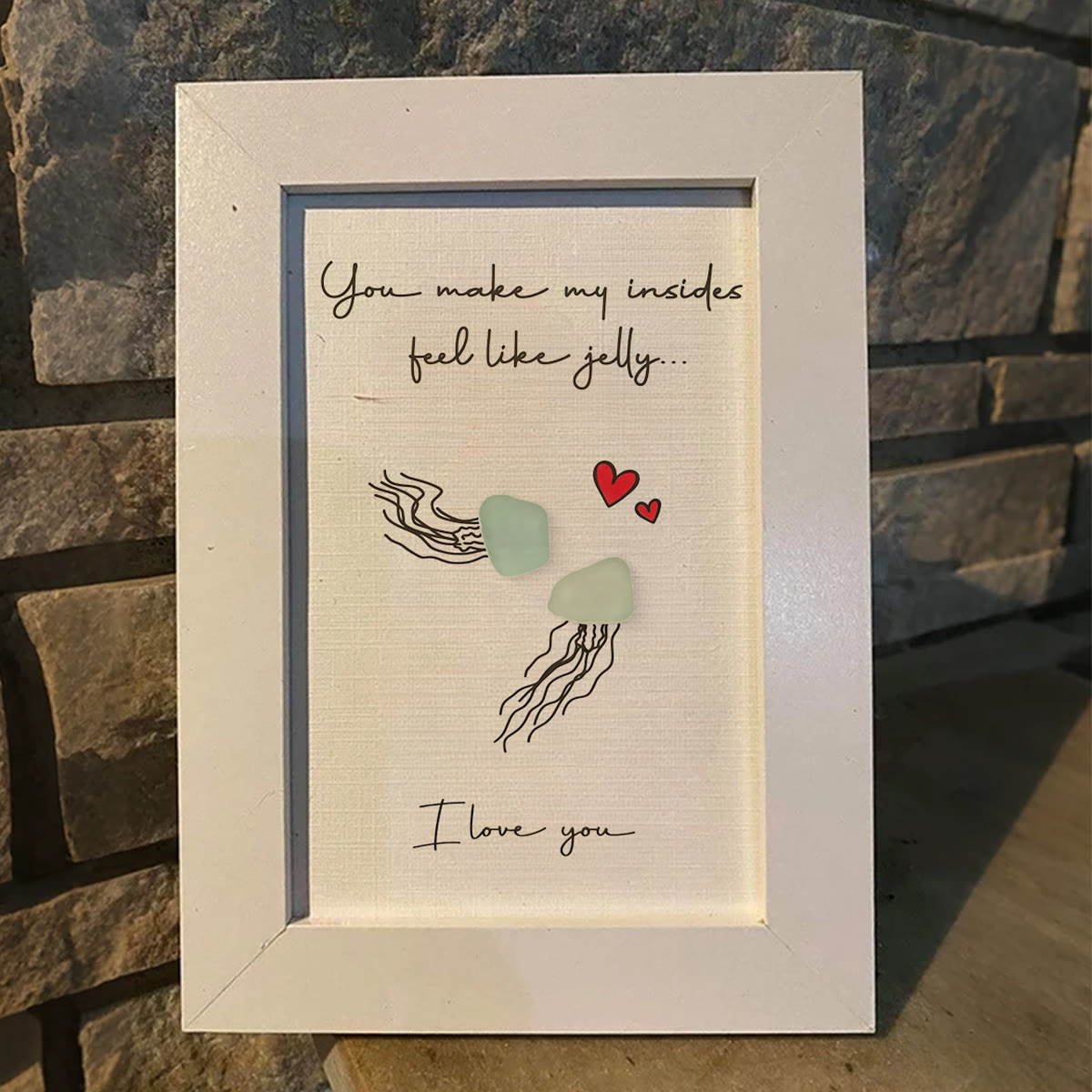 Jellyfish Couple Love Sea Glass Framed Art - image 6