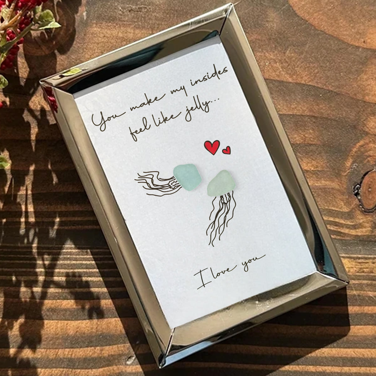 Jellyfish Couple Love Sea Glass Framed Art - image 5