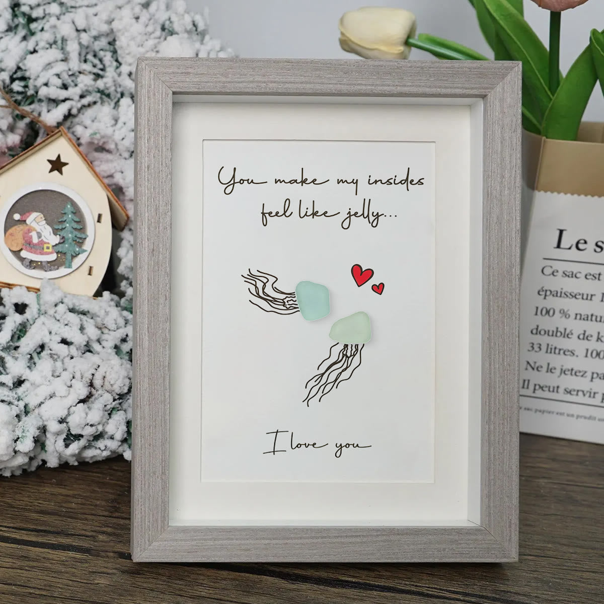 Jellyfish Couple Love Sea Glass Framed Art - image 0