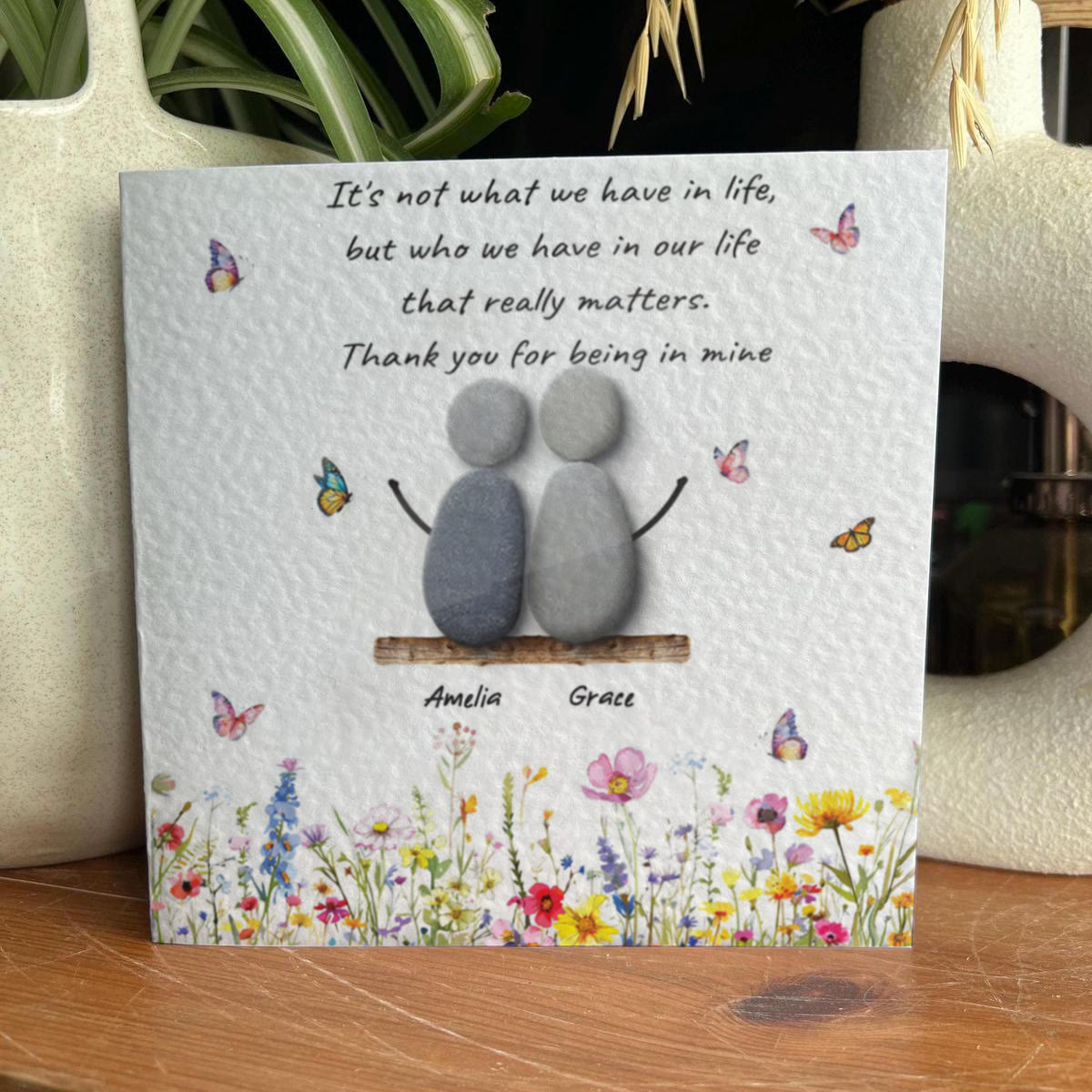 Personalized Name Thank You for Being in Mine Sea Glass Framed Art - Seaglass Card - 8" X 8" - image 1