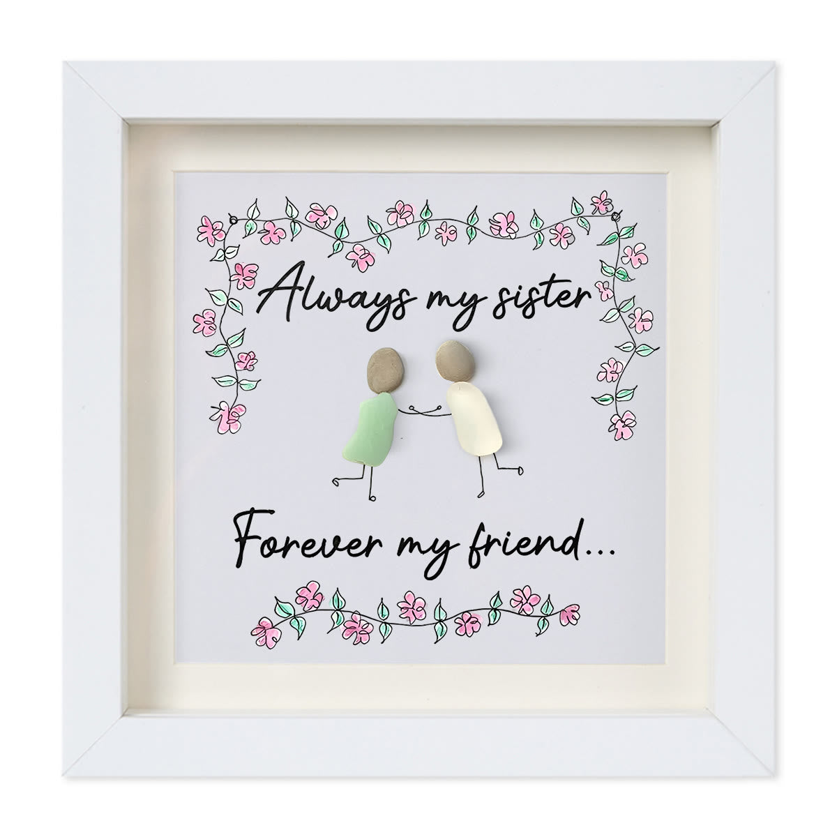Always My Sister Forever My Friend Sea Glass Framed Art - White - 8" X 8" - image 11