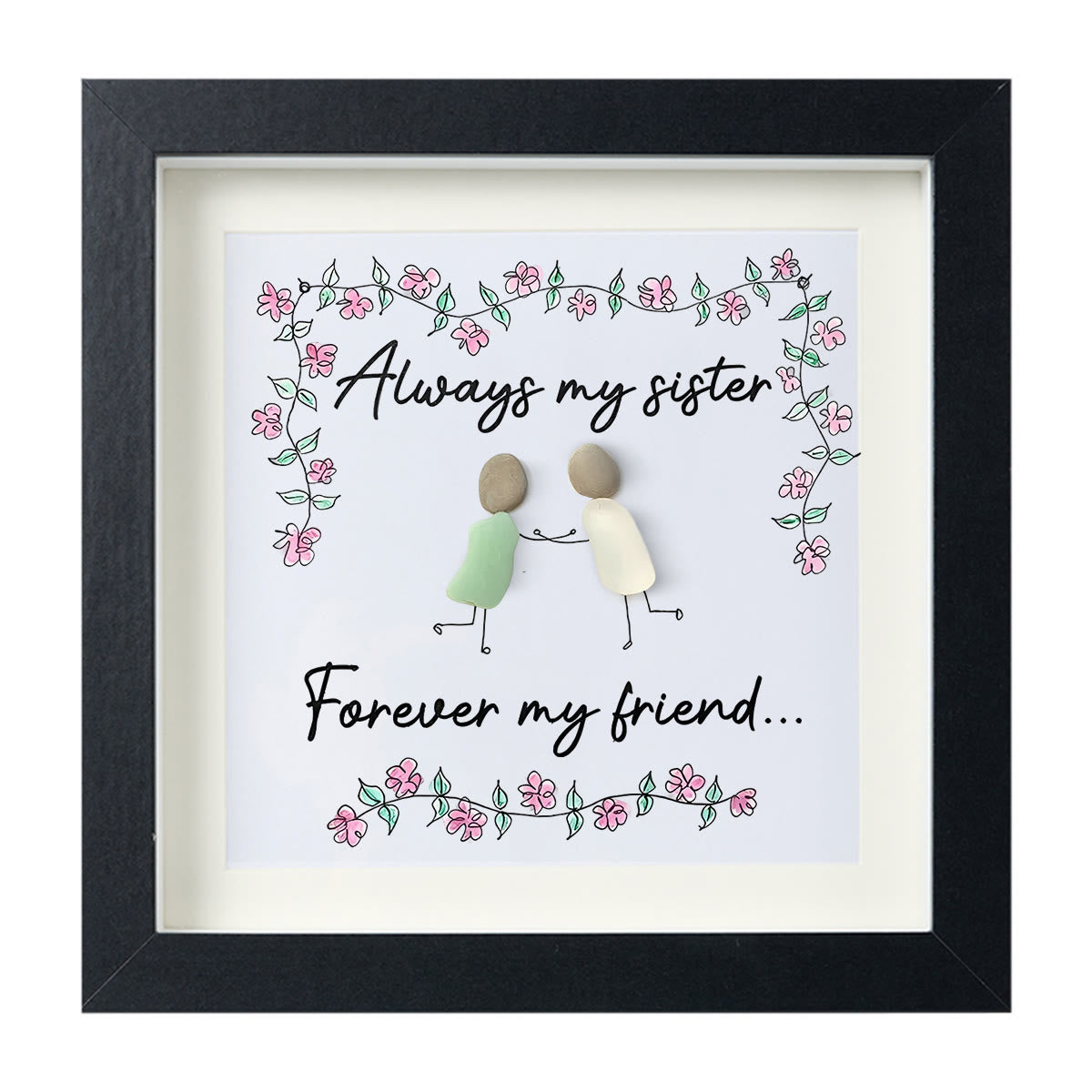 Always My Sister Forever My Friend Sea Glass Framed Art - Black - 8" X 8" - image 10