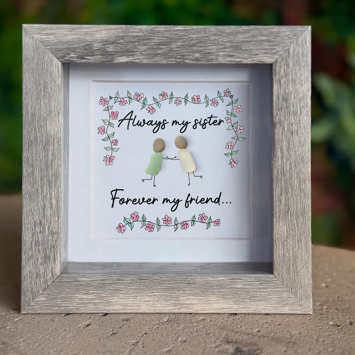 Always My Sister Forever My Friend Sea Glass Framed Art - image 4
