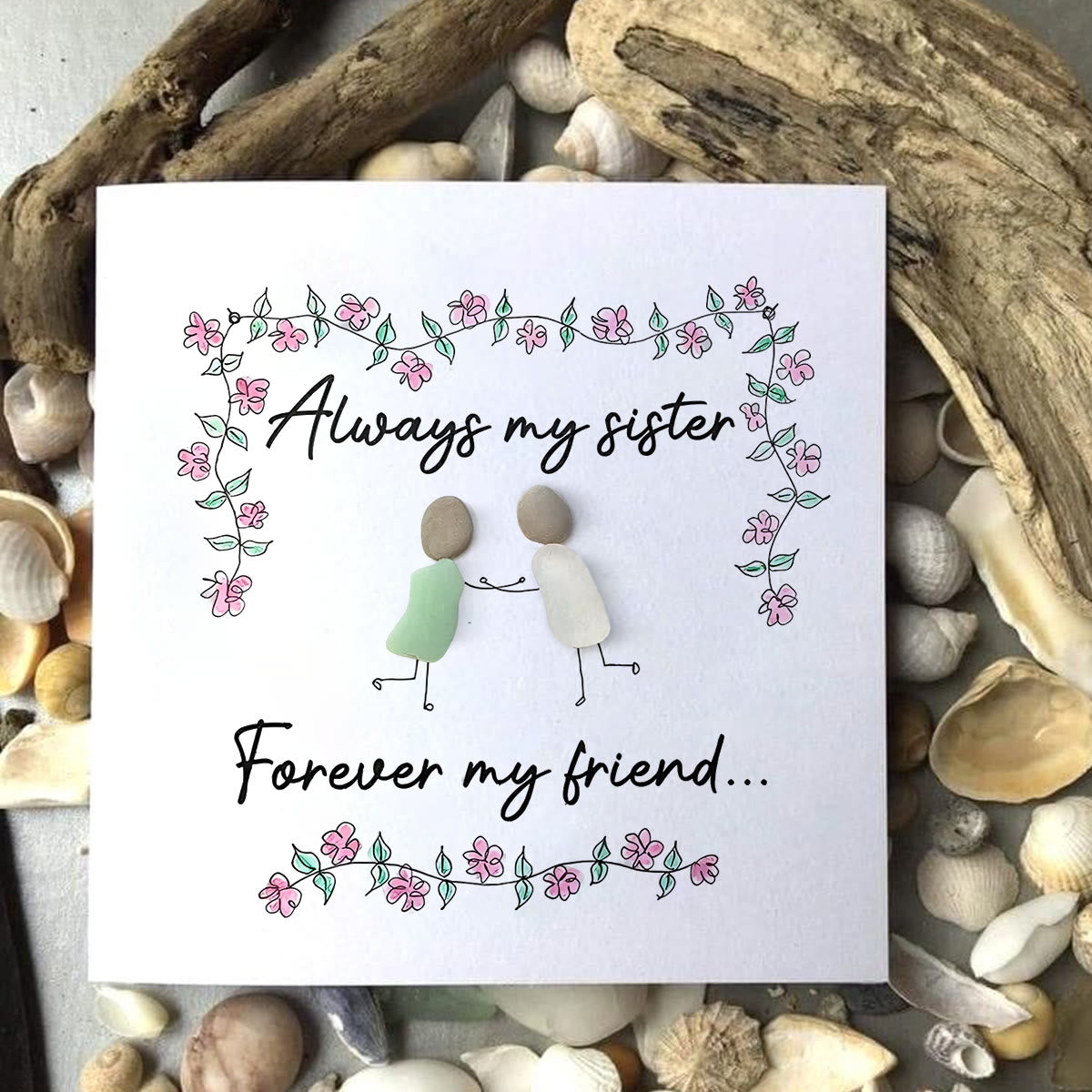 Always My Sister Forever My Friend Sea Glass Framed Art - image 6
