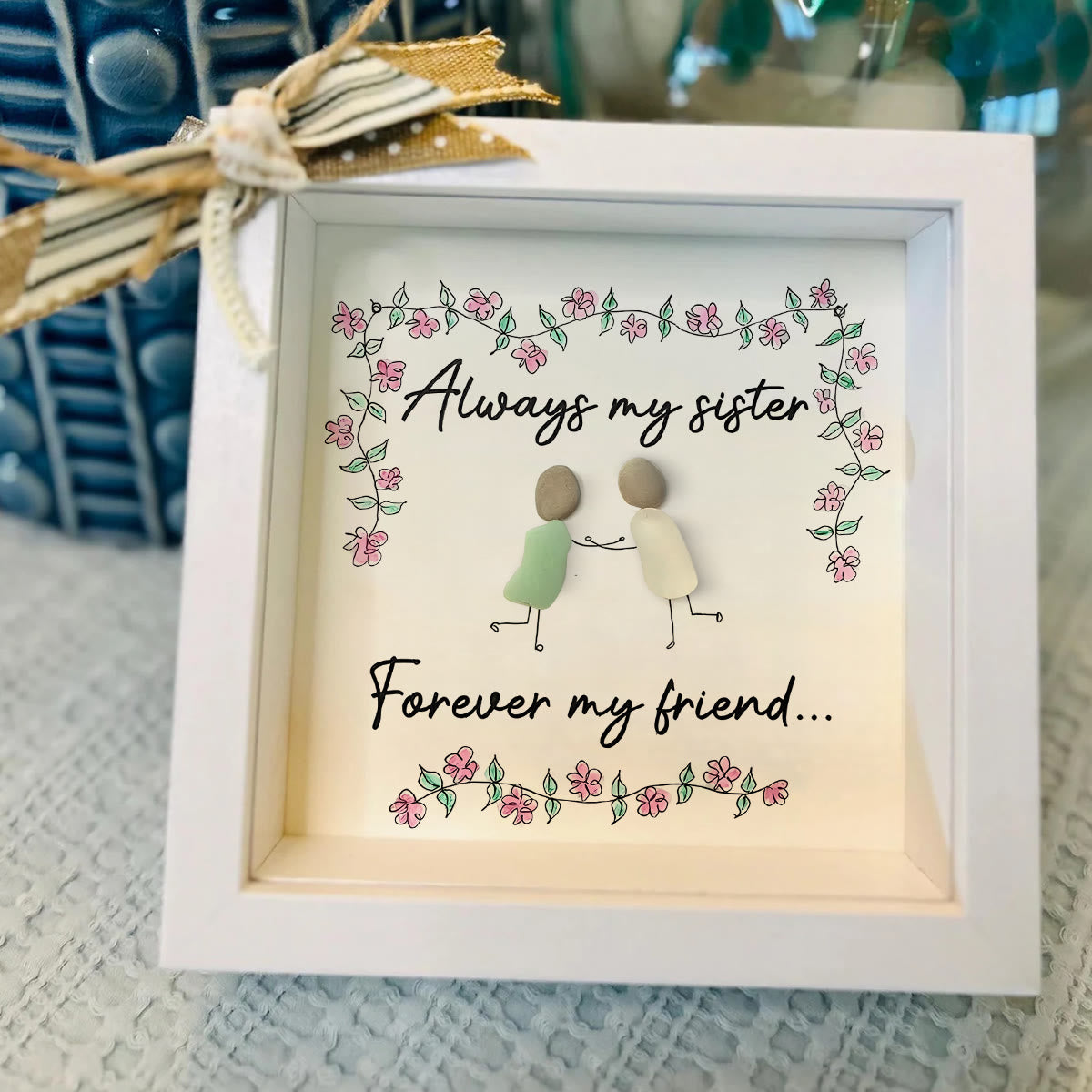Always My Sister Forever My Friend Sea Glass Framed Art - image 0