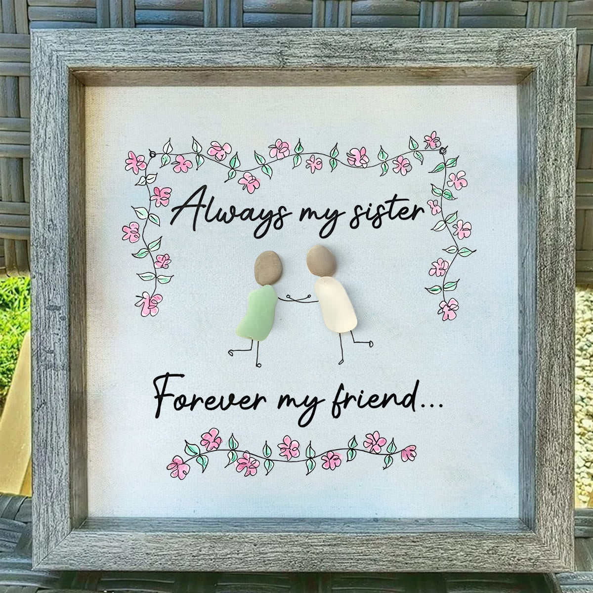 Always My Sister Forever My Friend Sea Glass Framed Art - image 2