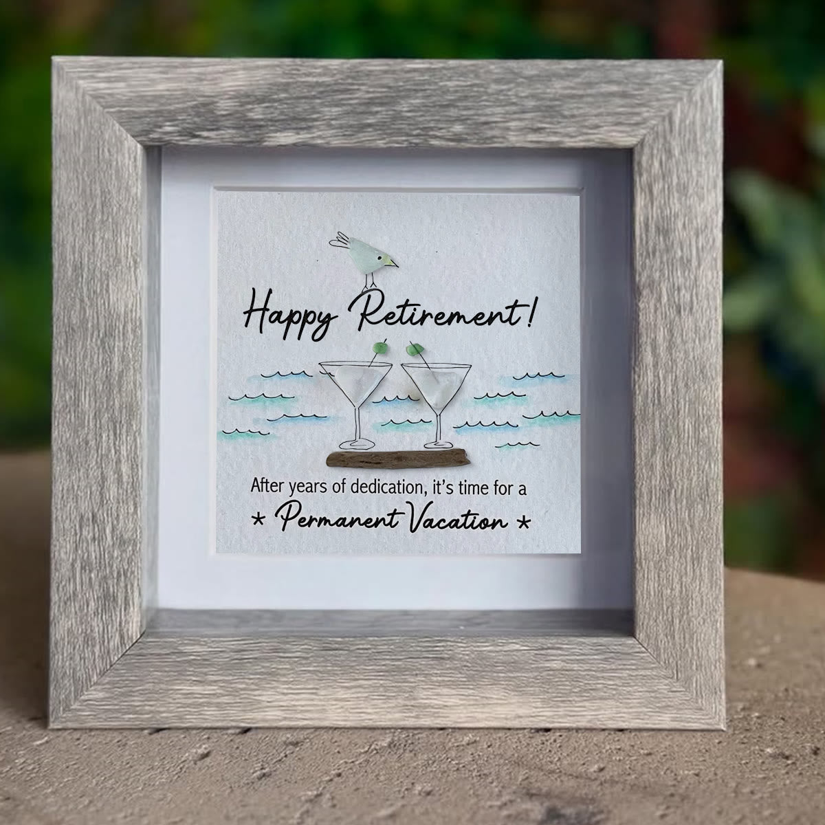 Cheers And Happy Retirement Sea Glass Framed Art - image 5