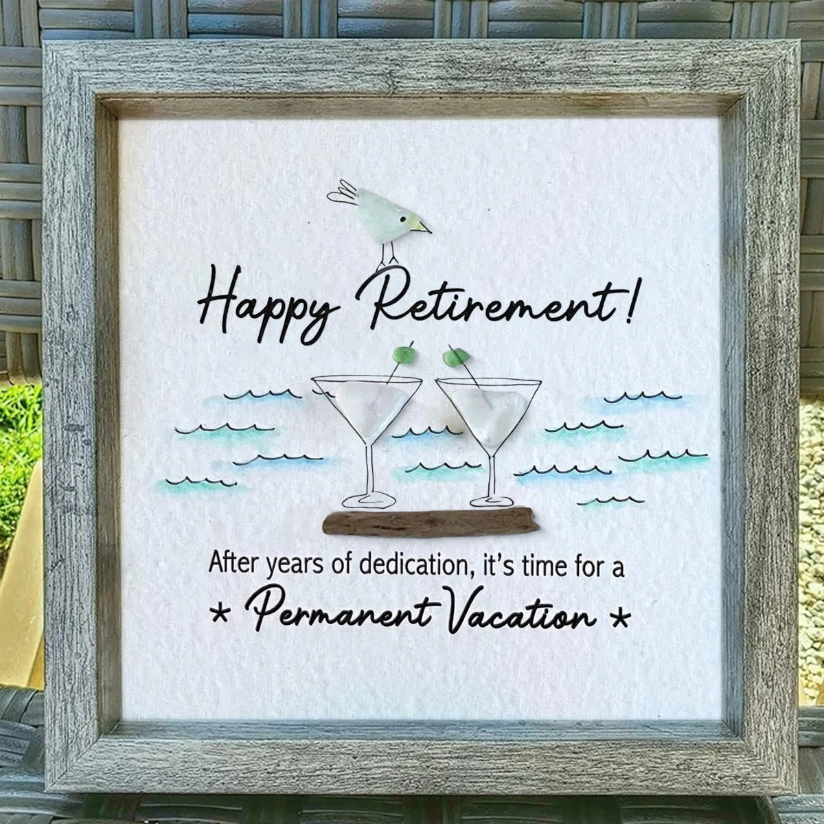 Cheers And Happy Retirement Sea Glass Framed Art - image 0