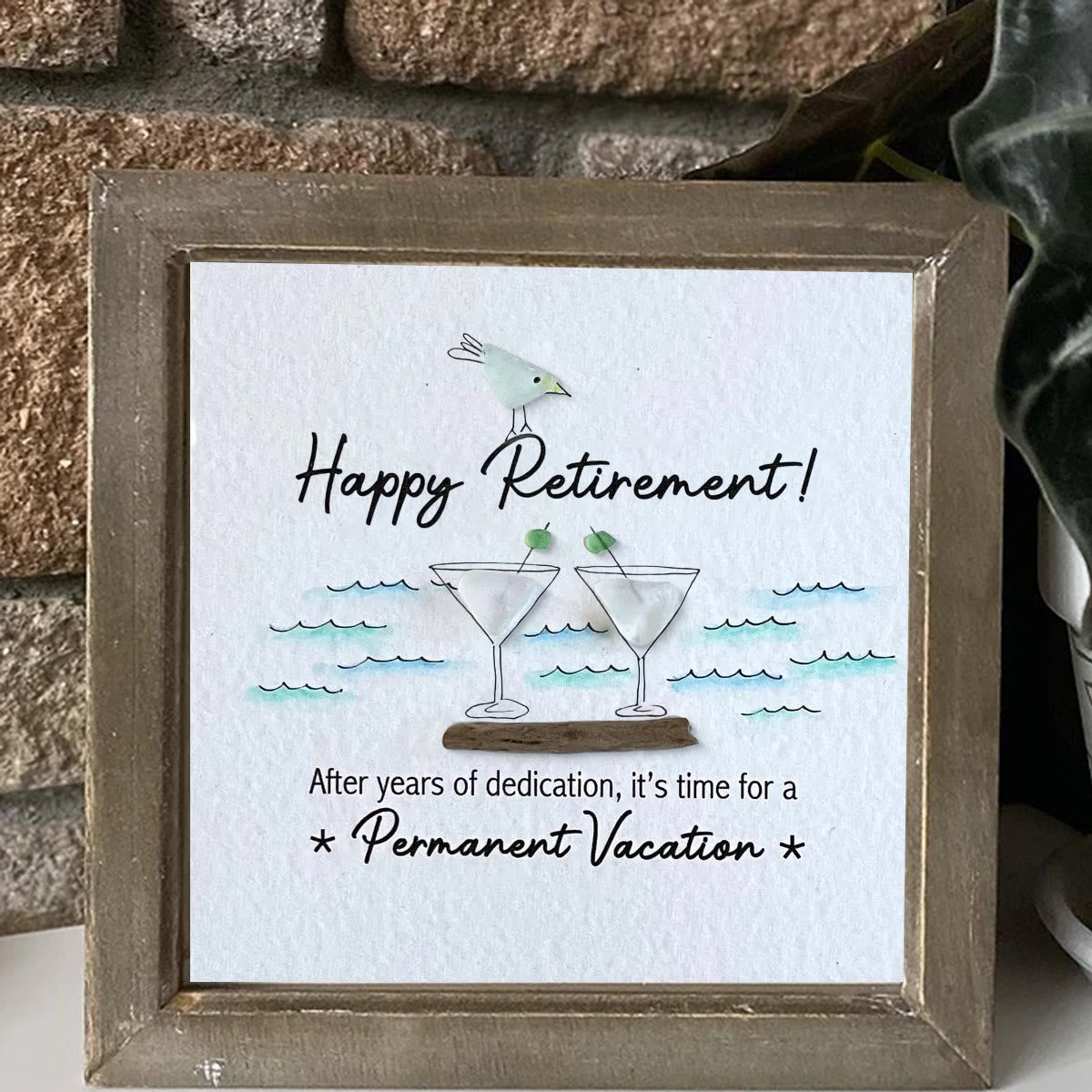 Cheers And Happy Retirement Sea Glass Framed Art - image 3