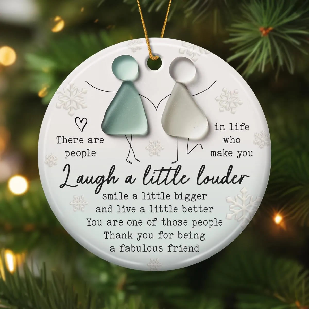 Friendship Gift Fabulous Friend Round-Shaped Sea Glass Hanging Ornament - Buy 5 Get 2 Free(7 Pcs) - 2.87" × 2.87" × 0.12" - image 0