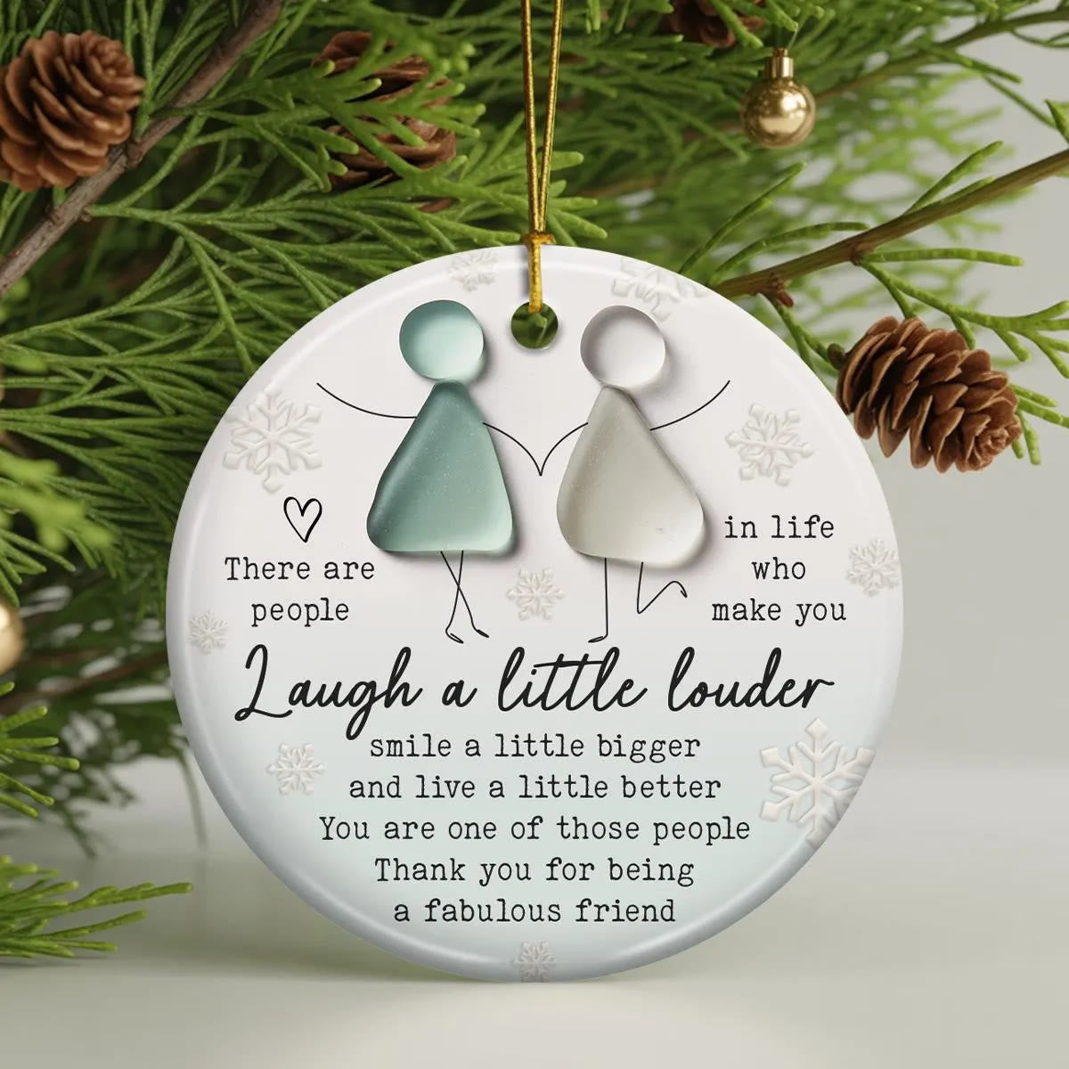 Friendship Gift Fabulous Friend Round-Shaped Sea Glass Hanging Ornament - image 2