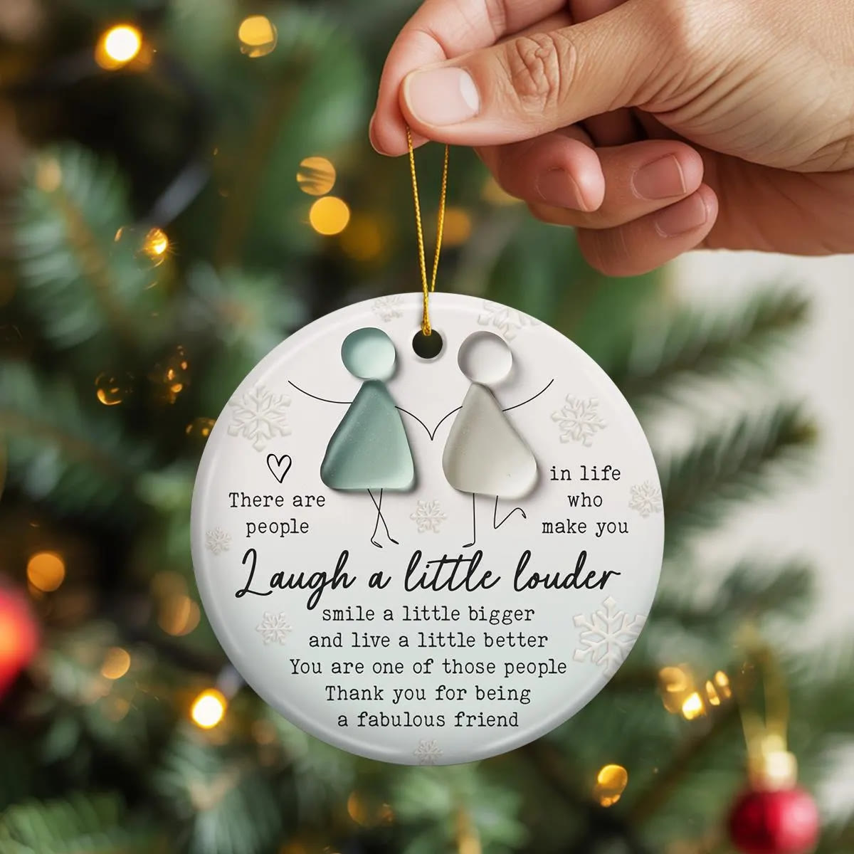 Friendship Gift Fabulous Friend Round-Shaped Sea Glass Hanging Ornament - image 3