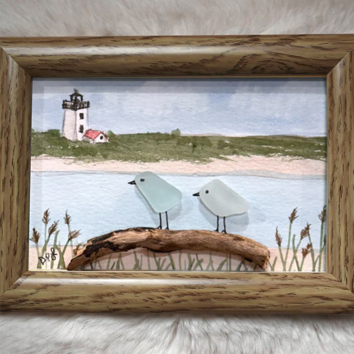 Peaceful Shores Birds In Pairs Sea Glass Framed Art - image 2