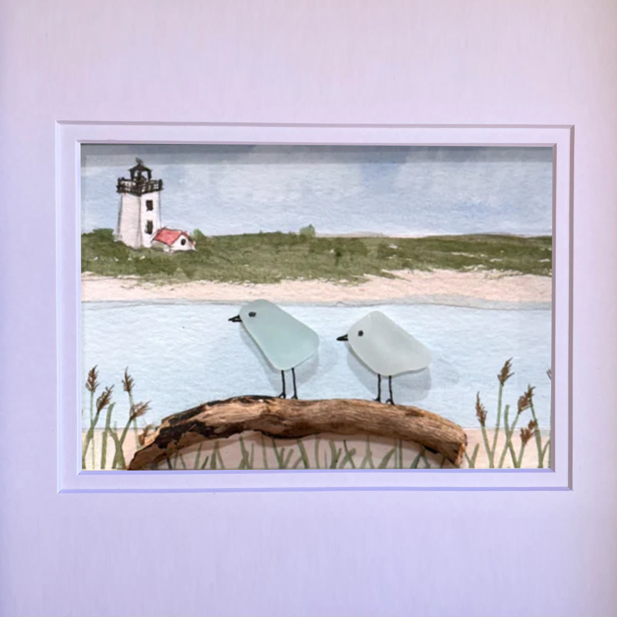 Peaceful Shores Birds In Pairs Sea Glass Framed Art - image 7