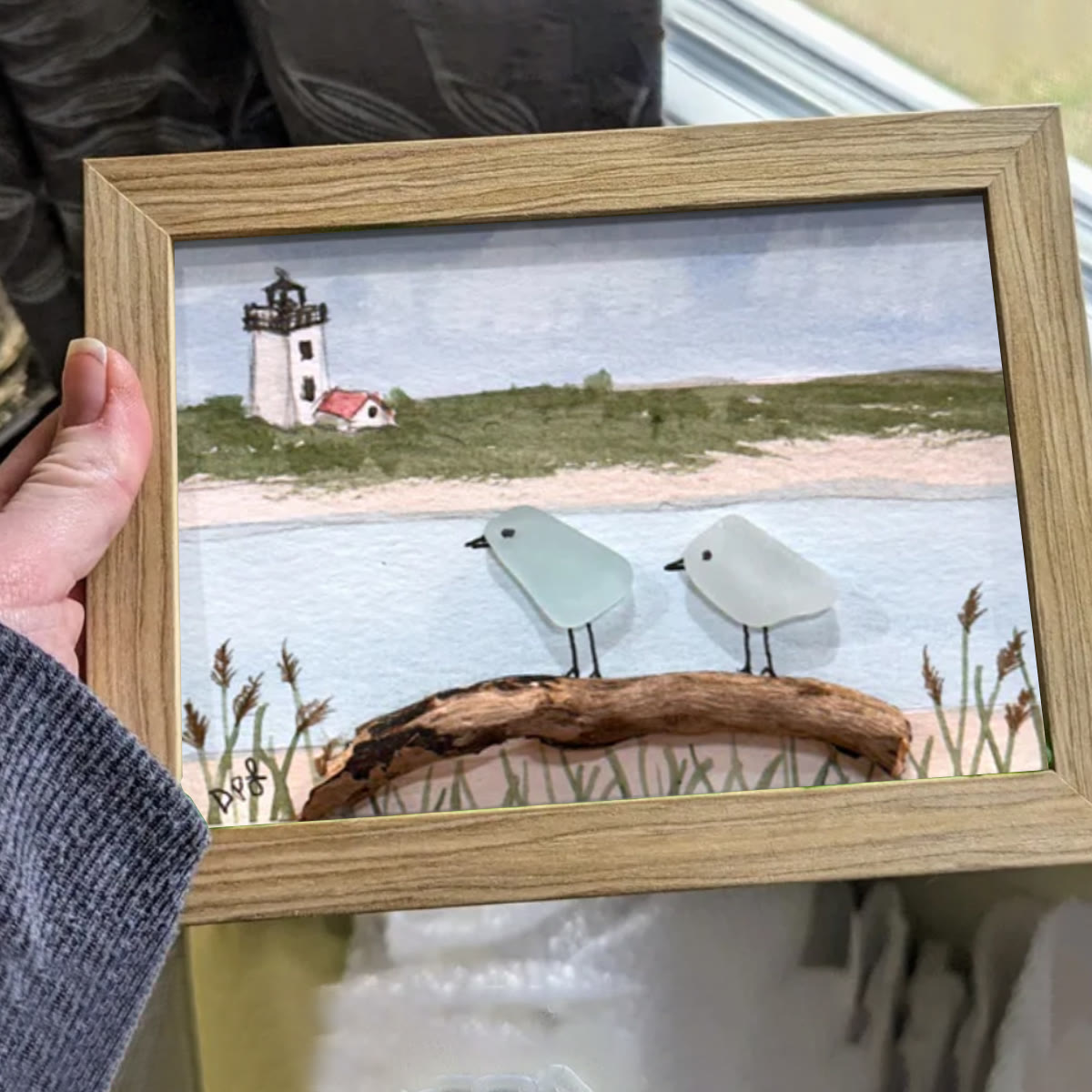 Peaceful Shores Birds In Pairs Sea Glass Framed Art - image 5