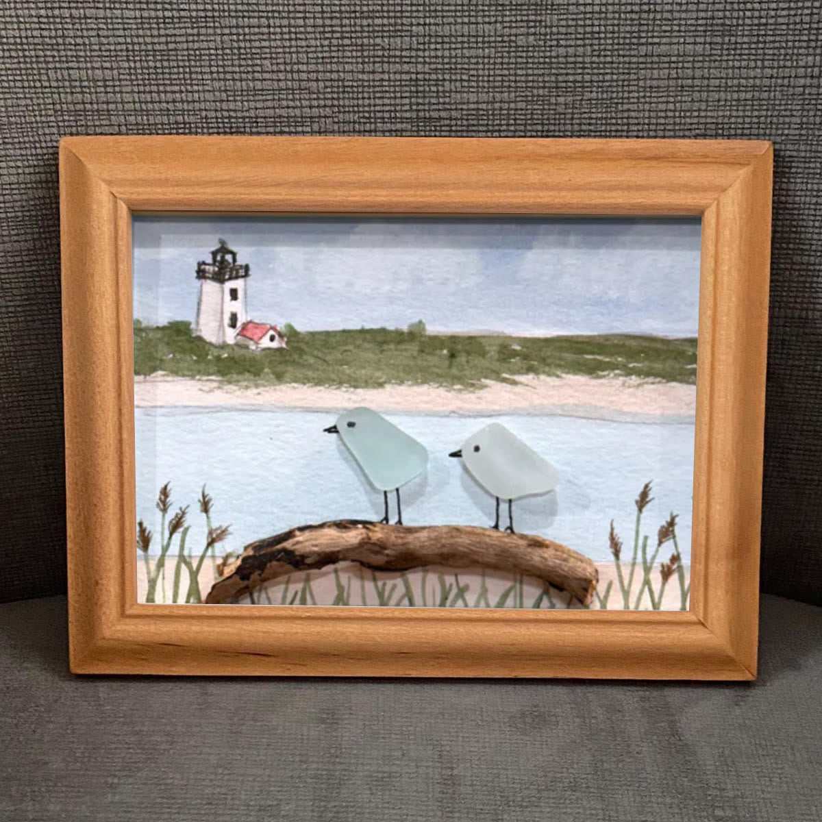 Peaceful Shores Birds In Pairs Sea Glass Framed Art - image 4