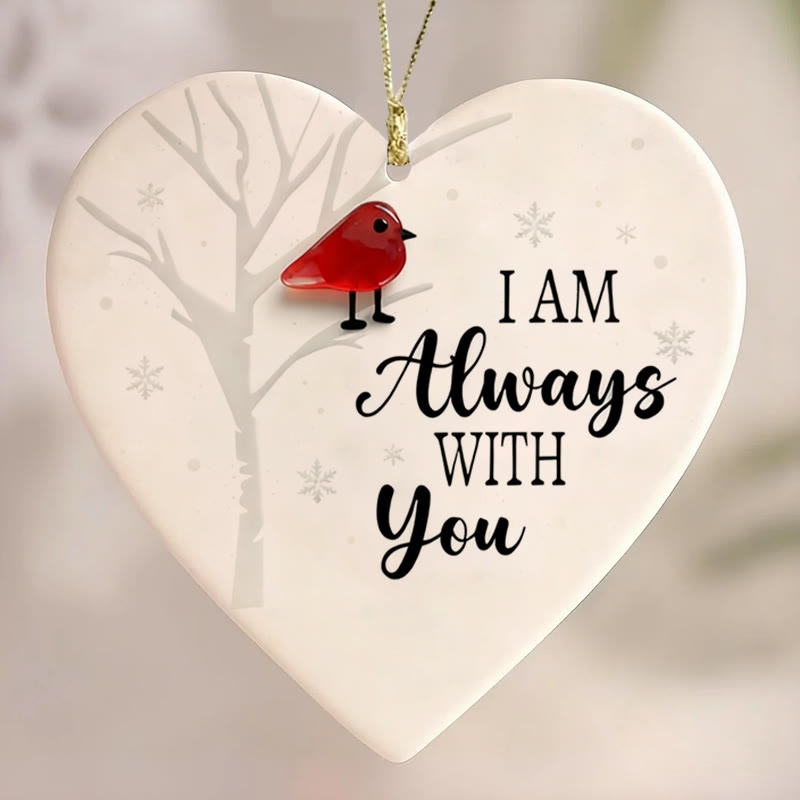 I Am Always With You Red Bird Memorial Sea Glass Hanging Ornament - image 1