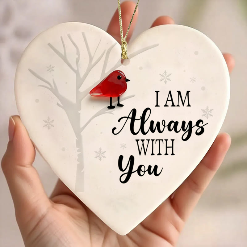 I Am Always With You Red Bird Memorial Sea Glass Hanging Ornament - Buy 5 Get 2 Free(7 Pcs) - 2.91" × 2.76" × 0.12" - image 0